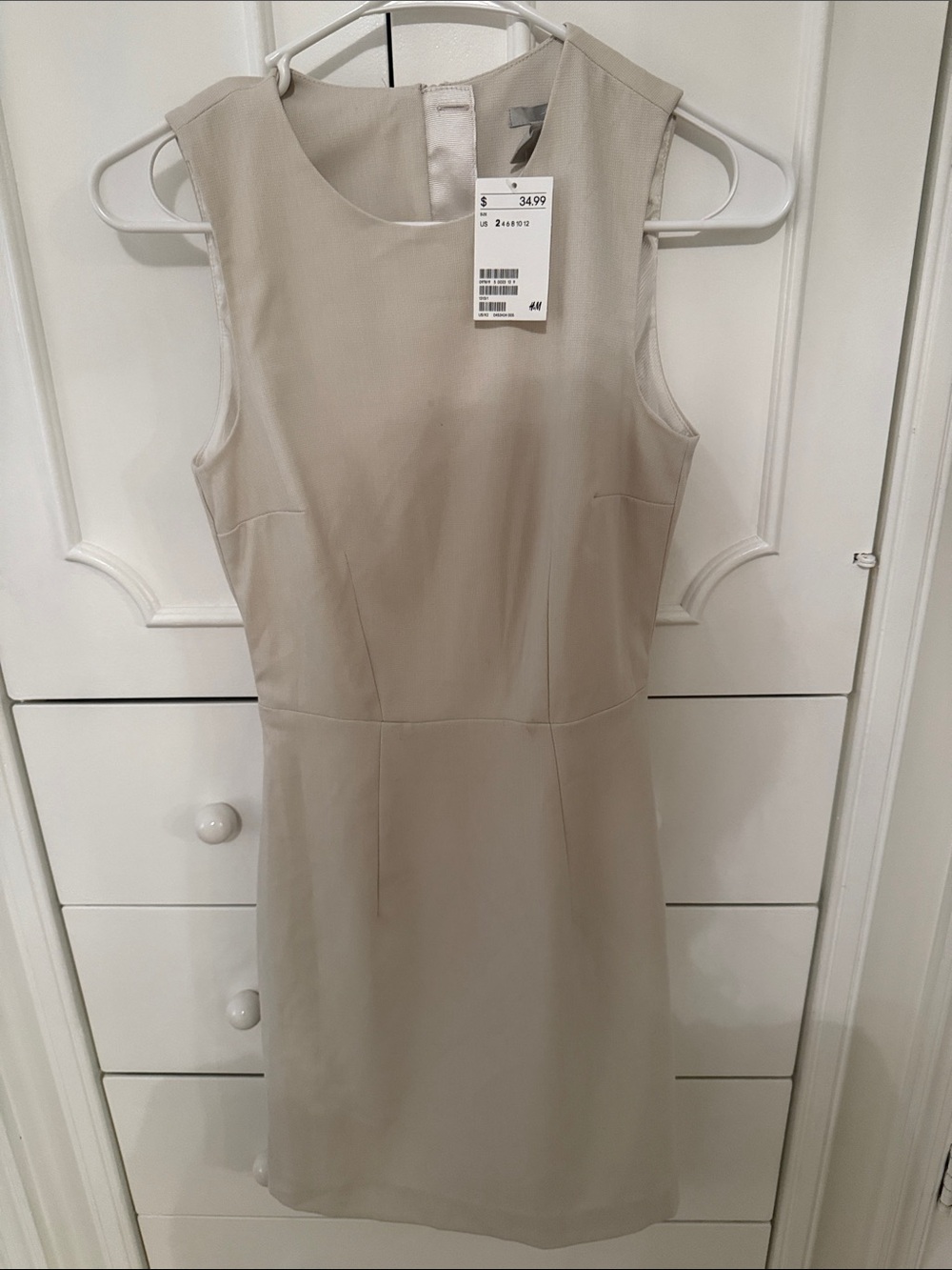 H&M Sleeveless Midi Dress in Beige